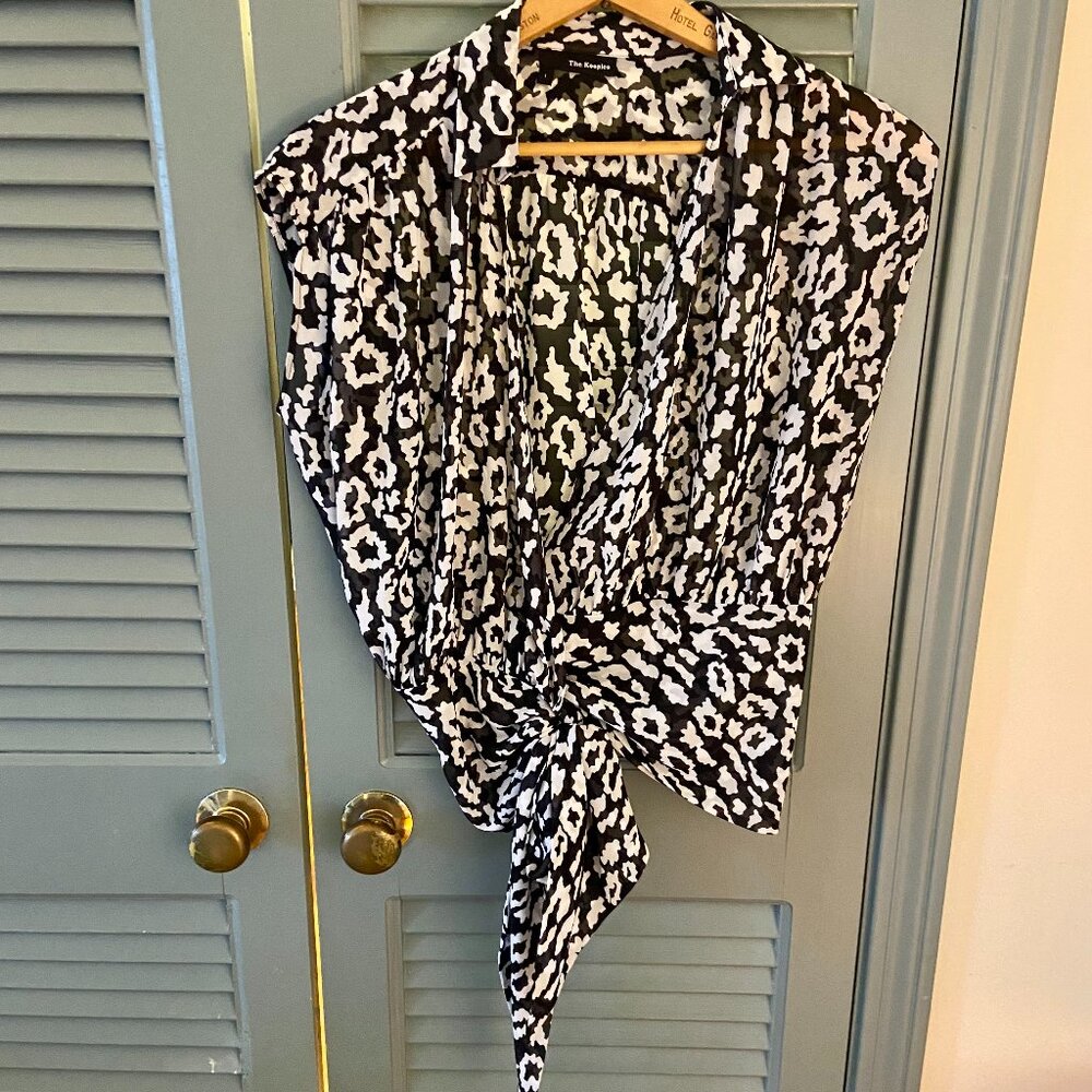 The Kooples Black & White Animal Print Top - Size 1/S